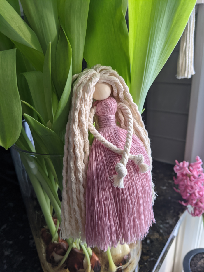 macrame doll pink