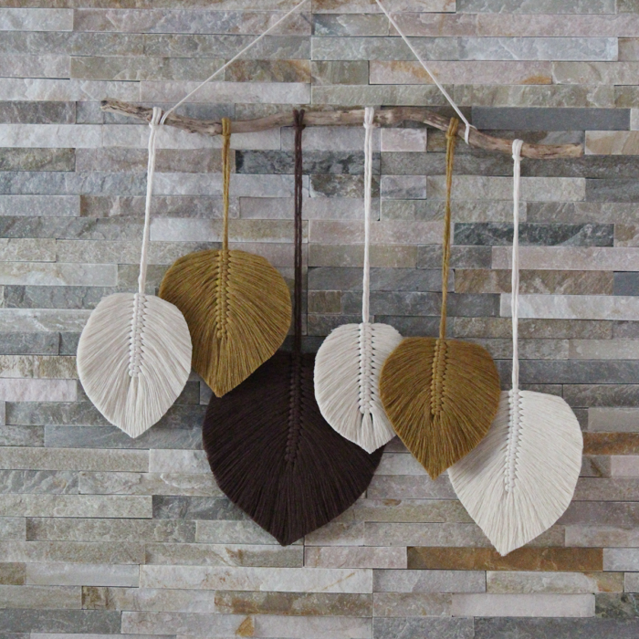 macrame wall hanging leaves