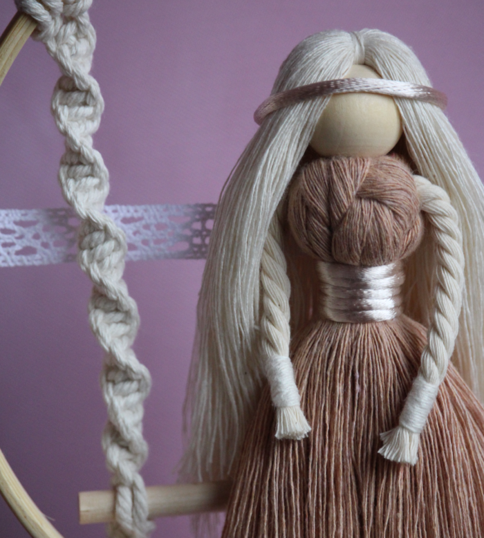 Macrame fiber doll