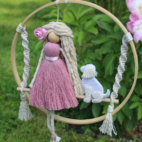 macrame doll with dog