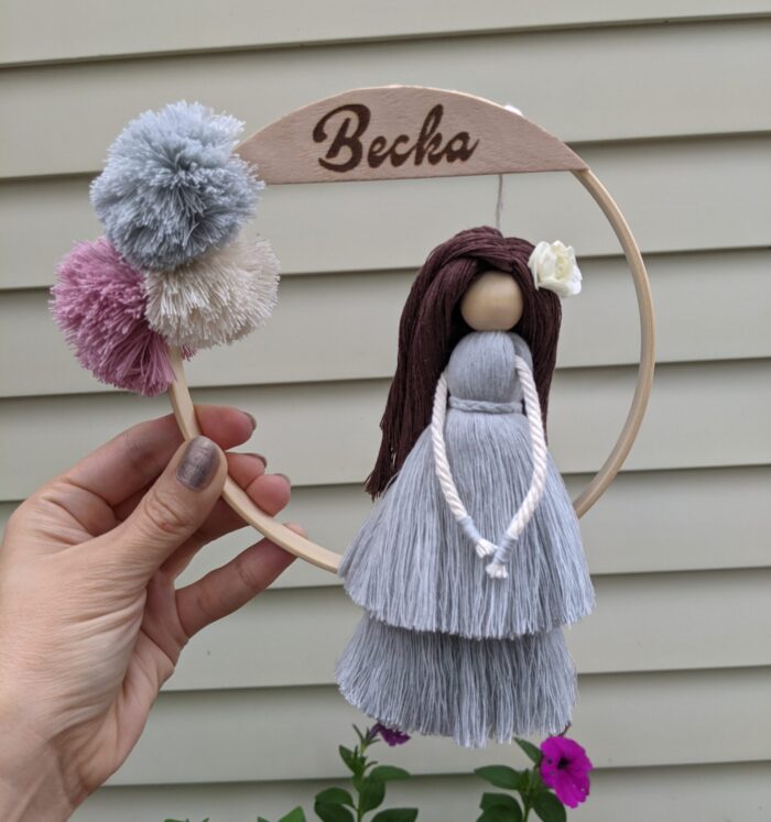 macrame doll with pompon