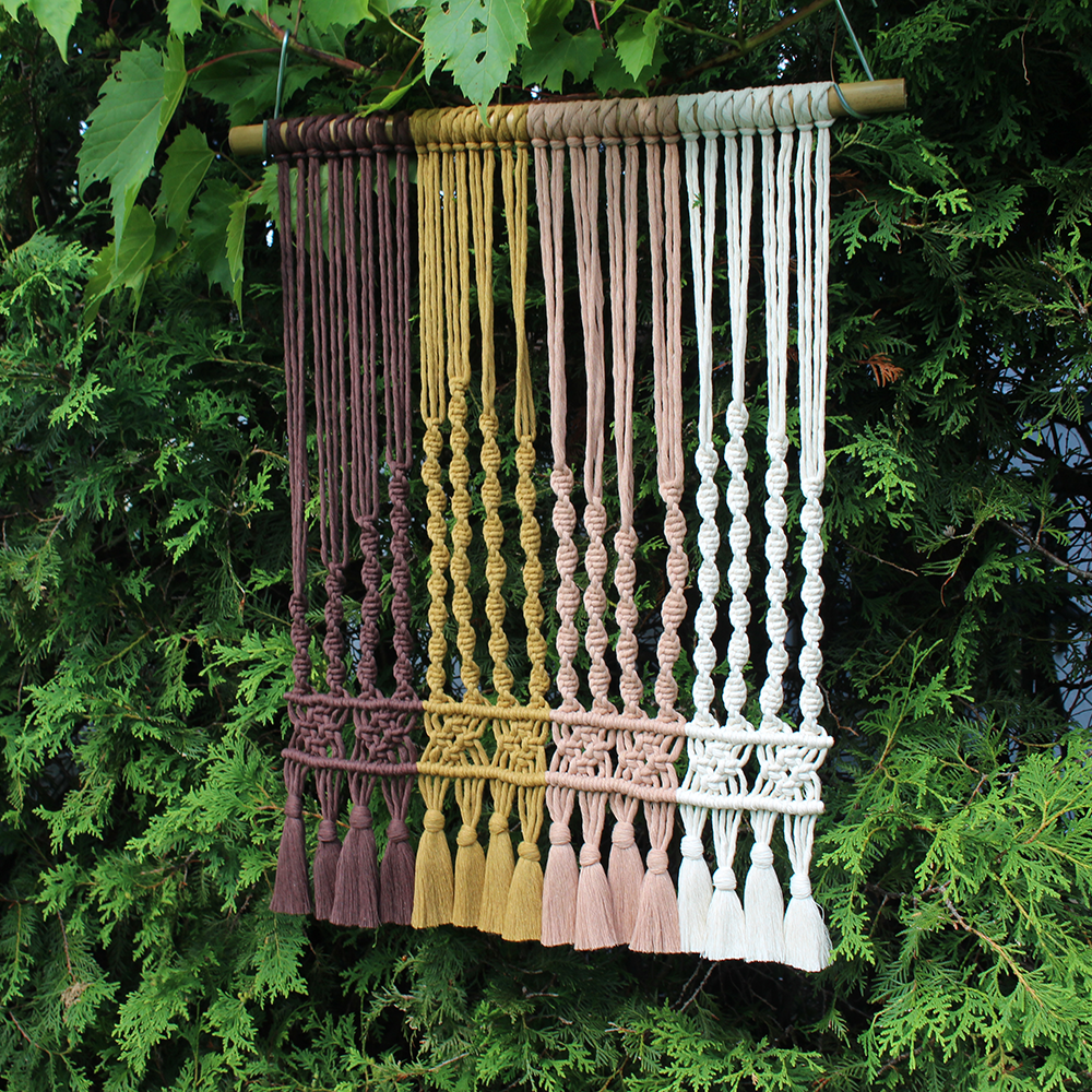 colorful macrame wall hanging