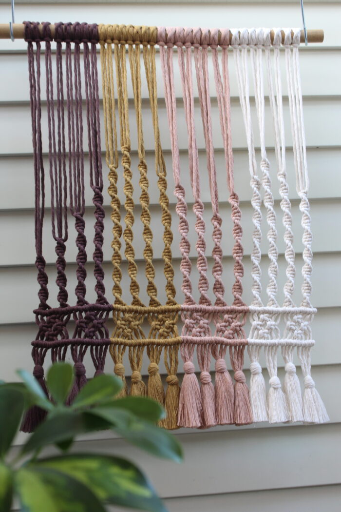 colorful macrame wall hanging