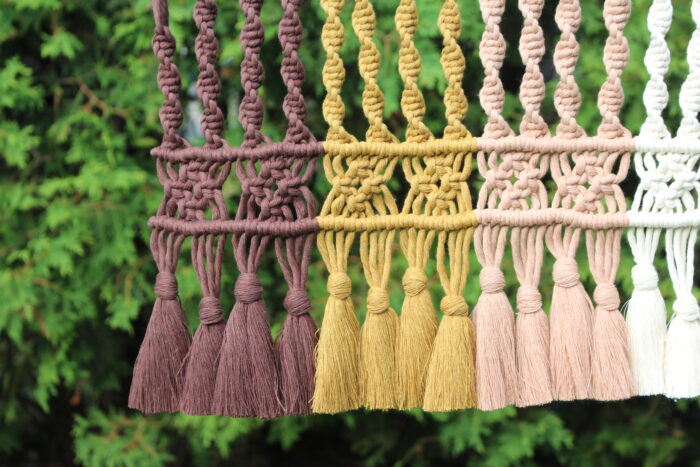 colorful macrame wall hanging