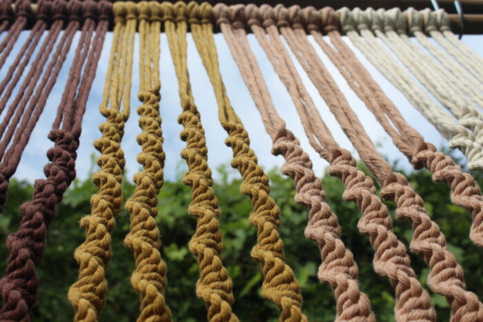 colorful macrame wall hanging