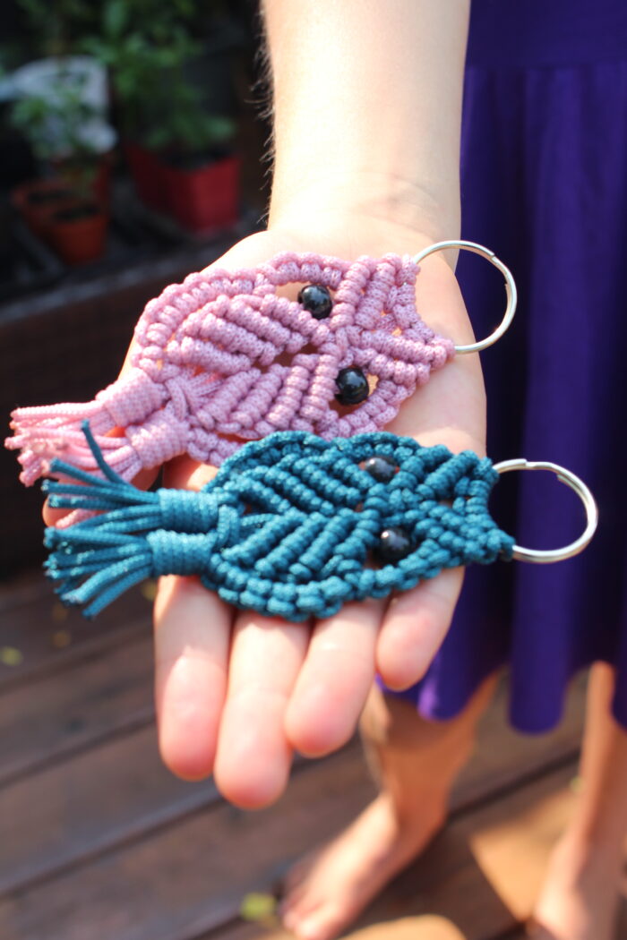 macrame owl keychain