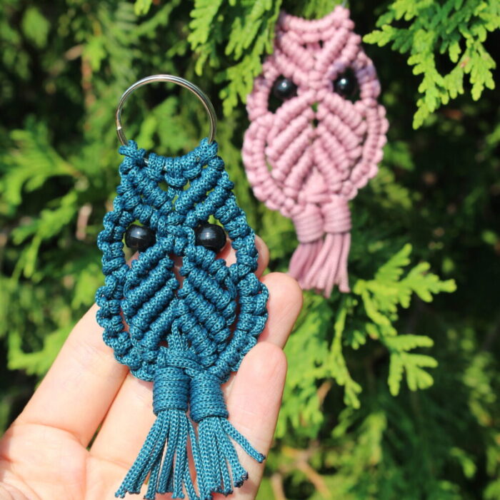 macrame owl keychain