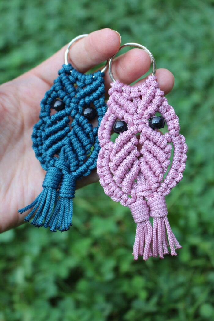 macrame owl keychain