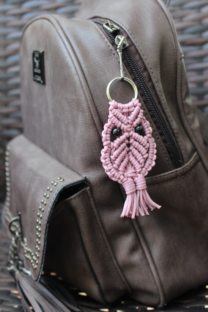 macrame owl keychain