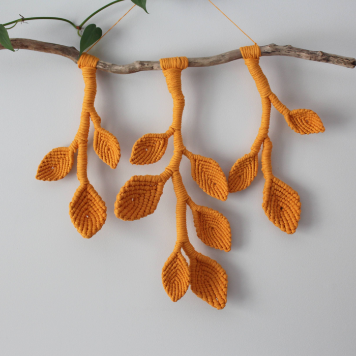 Macrame Vines and Leaves Sculpture Wall Hanging