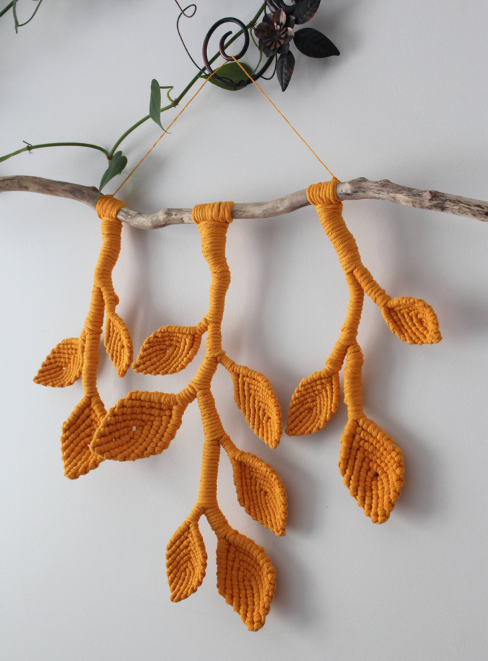 Macrame Vines and Leaves Sculpture Wall Hanging