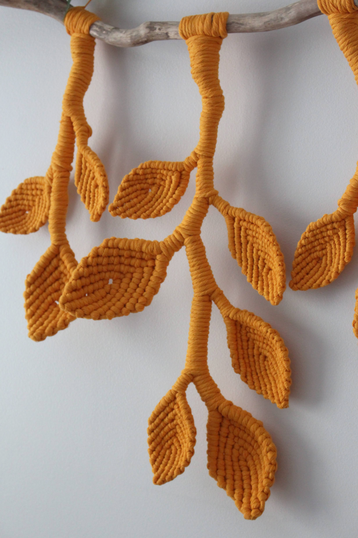 Macrame Vines and Leaves Sculpture Wall Hanging