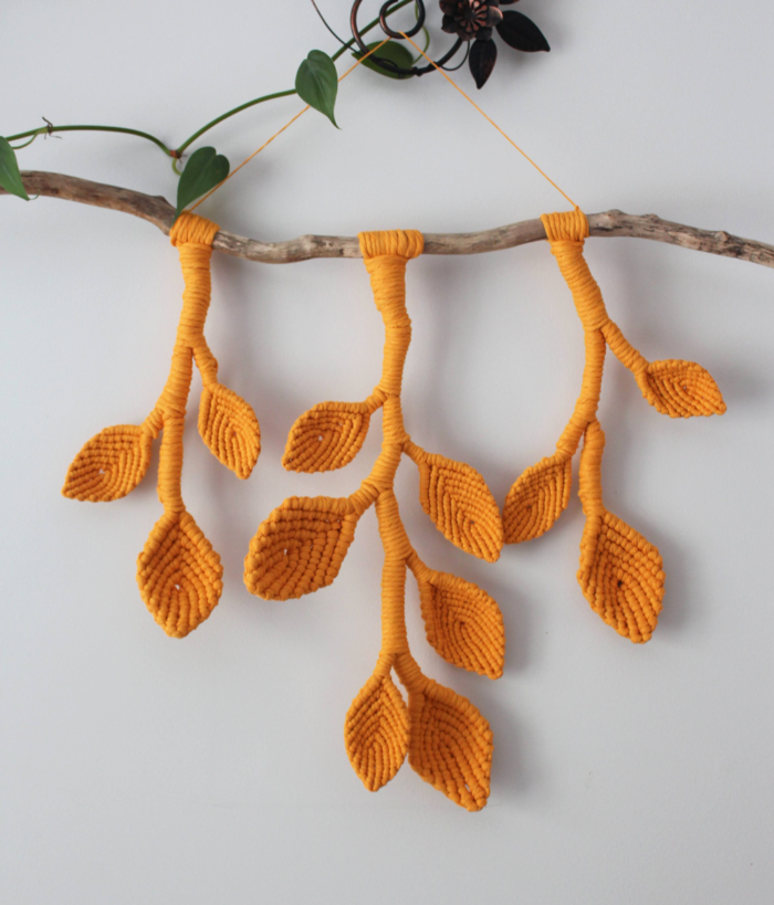 Macrame Vines and Leaves Sculpture Wall Hanging